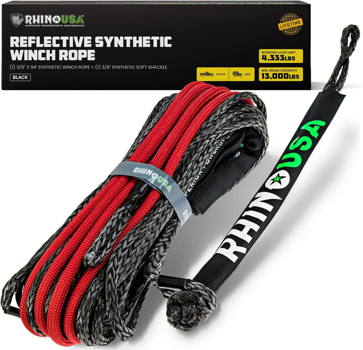 Rhino USA - 94Ft. 3/8sin. Reflective winch line