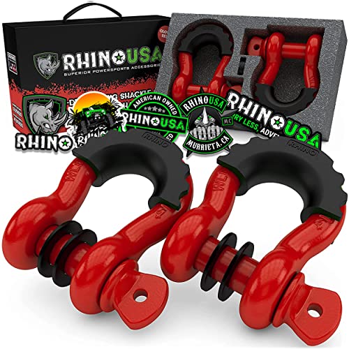 Rhino USA - 3/4 D-Ring Shackle Set (Red)