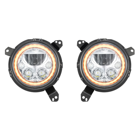 Vision X - Jeep JL/JT Headlight Black Chrome W/Amber Halo - XIL-7RDAKITJL