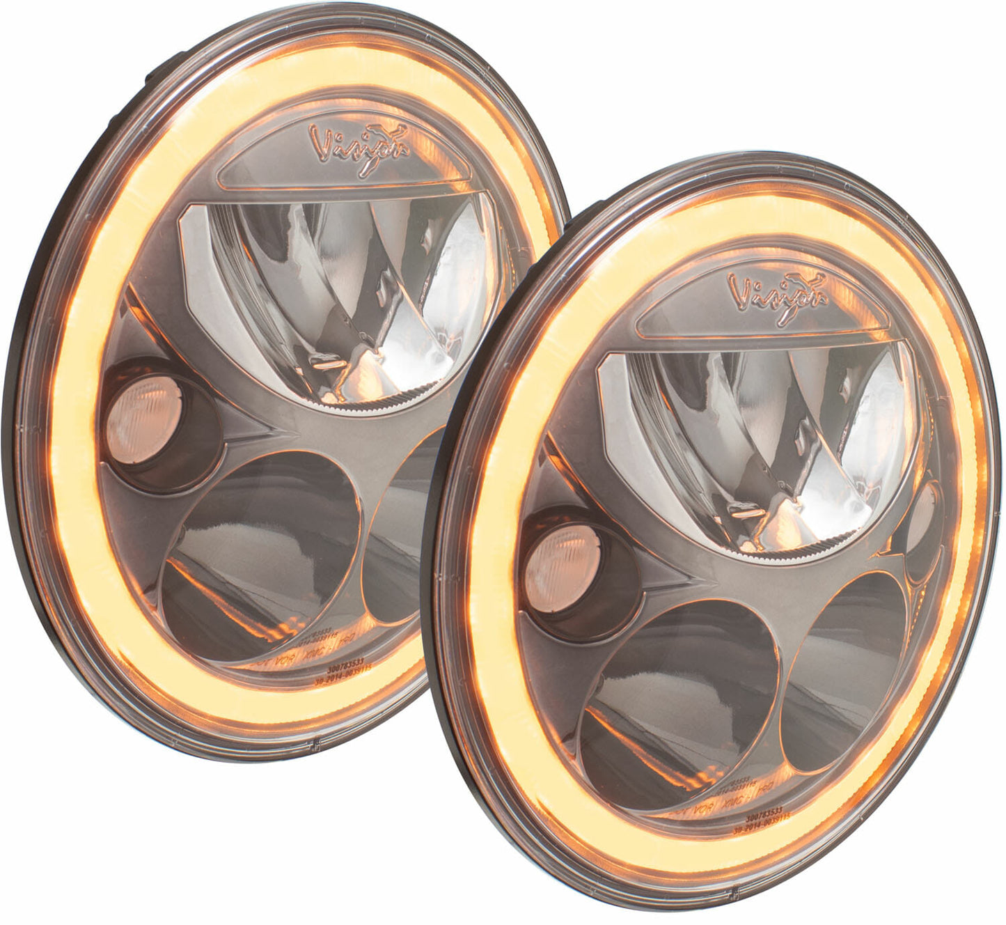 Vision X - VX Black and Chrome Headlights (Amber Halo) - 	XIL-7RDBAKITJK