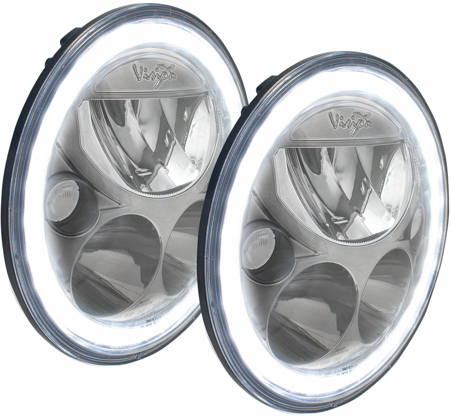 Vision X - Jeep JK 7 in. Round LED Headlight with Halo (Black) - XIL-7RDBKITJK